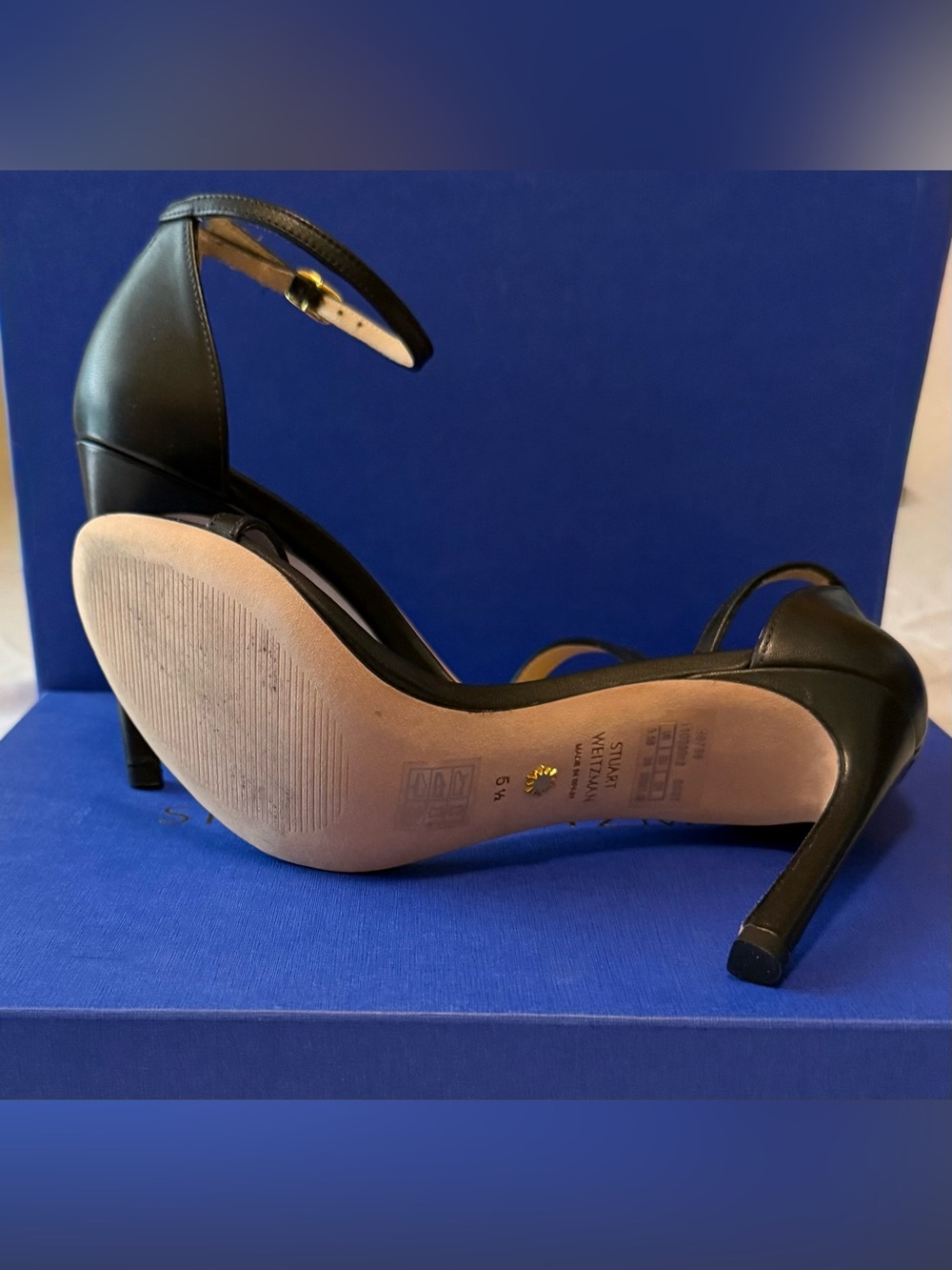 Stuart Weitzman Nudistsong Black Smooth Calf Heels Sz 5.5 B - Picture 5 of 6